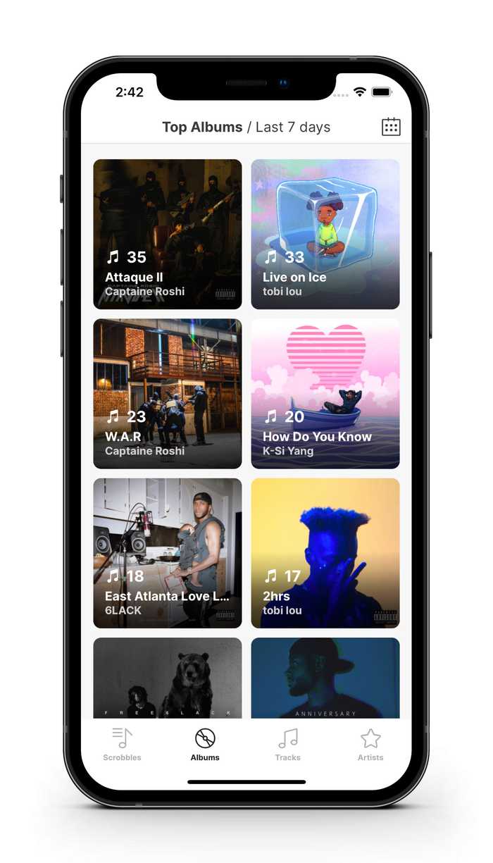 Scrobbly app on iPhone